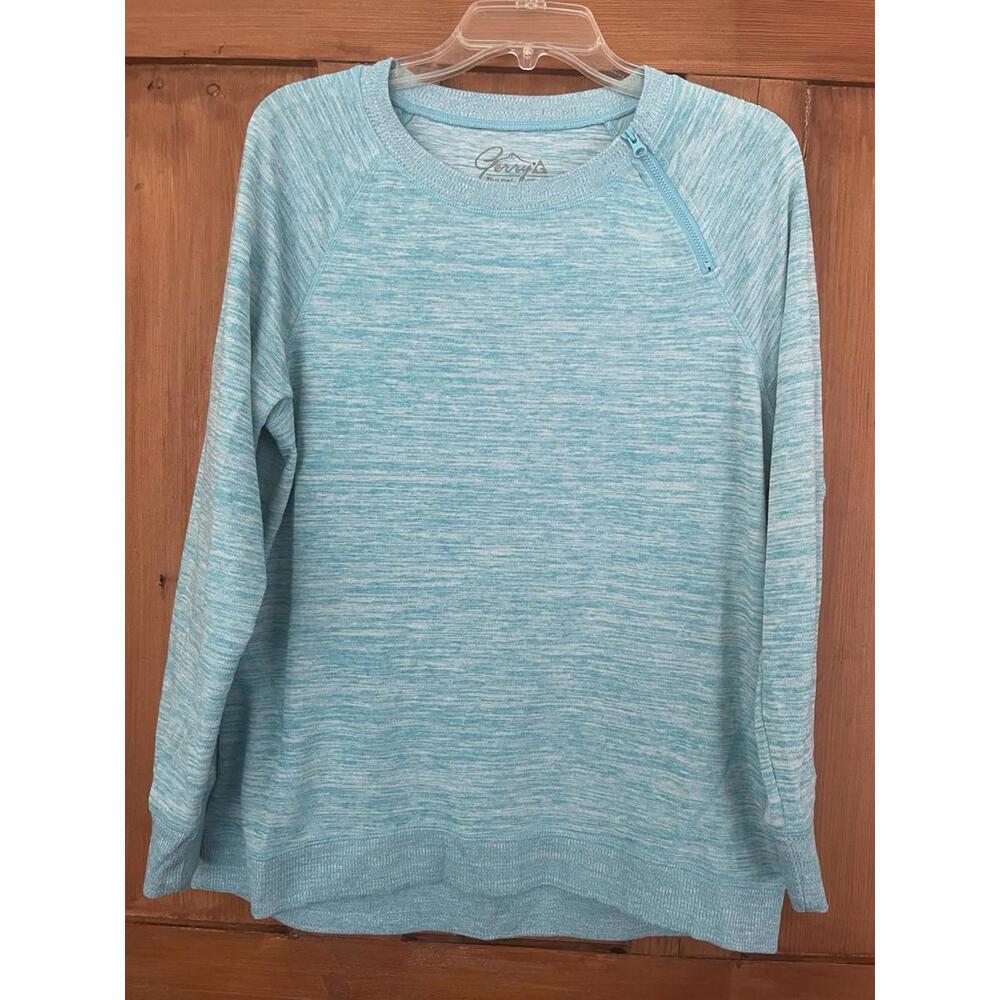 Women’s Gerry Turquoise White Heather Knit Long Sleeve Top Size L
